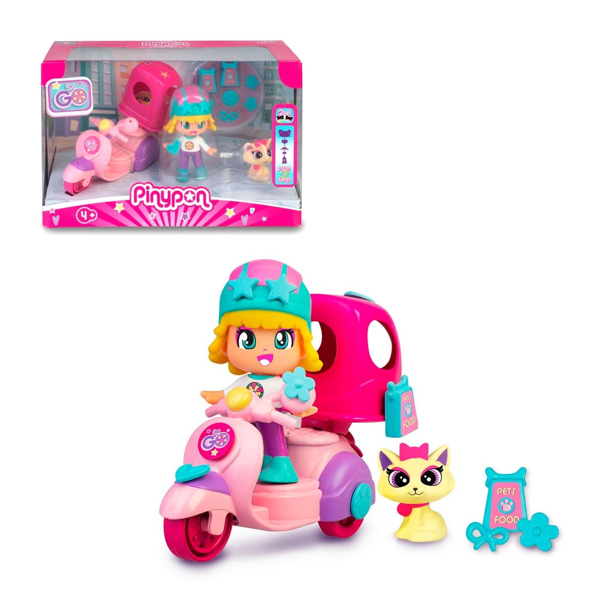 Muñeca De 8 Cm Con Vehiculo Vamos De Pinypon - Motoneta